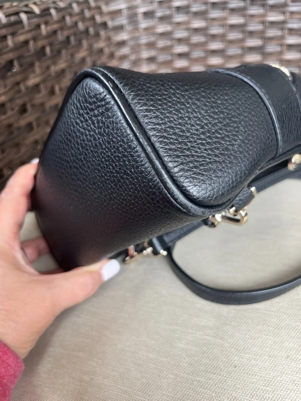 EUC Kate Spade Karina Black Pebbled Leather Mini Backpack with Gold Hardware